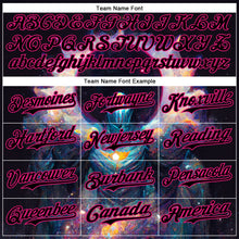 Load image into Gallery viewer, Custom Black Hot Pink 3D Pattern Design Rave Psychedelic Alien Authentic Baseball Jersey