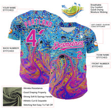 Load image into Gallery viewer, Custom Electric Blue Deep Pink-White 3D Pattern Design Rave Psychedelic Fluid Art Authentic Baseball Jersey