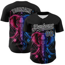 Load image into Gallery viewer, Custom Black White 3D Pattern Design Rave Psychedelic Elephant Authentic Baseball Jersey