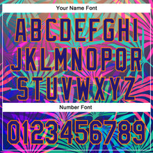 Load image into Gallery viewer, Custom Pink Dark Purple-Bay Orange 3D Pattern Design Rave Psychedelic Tropical Palm Leaves Authentic Baseball Jersey