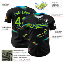 Load image into Gallery viewer, Custom Black Neon Green-Royal 3D Pattern Design Rave Psychedelic Holographic Vaporwave Style Authentic Baseball Jersey