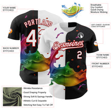 Load image into Gallery viewer, Custom Black White-Red 3D Pattern Design Liquid Splatter Authentic Baseball Jersey