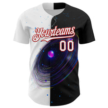 Load image into Gallery viewer, Custom Black White-Red 3D Pattern Design Space Galaxy Star Authentic Baseball Jersey