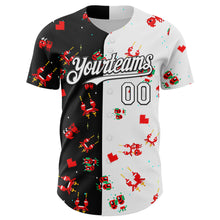 Load image into Gallery viewer, Custom Black White 3D Pattern Design Retro Pixel Arcade Game Authentic Baseball Jersey