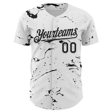 Load image into Gallery viewer, Custom White Black 3D Pattern Design Graffiti Splash Ink Authentic Baseball Jersey