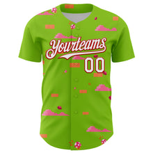 Load image into Gallery viewer, Custom Neon Green White-Red 3D Pattern Design Retro Pixel Arcade Game Authentic Baseball Jersey