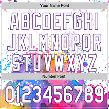 Load image into Gallery viewer, Custom White Purple 3D Pattern Design Graffiti Splash And Constellation Space Galaxy Star Authentic Baseball Jersey