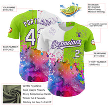 Load image into Gallery viewer, Custom Neon Green White-Purple 3D Pattern Design Graffiti Splash And Constellation Space Galaxy Star Authentic Baseball Jersey