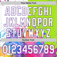 Load image into Gallery viewer, Custom Neon Green White-Purple 3D Pattern Design Graffiti Splash And Constellation Space Galaxy Star Authentic Baseball Jersey