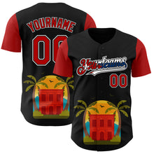 Load image into Gallery viewer, Custom Black Red White-Cuban Flag 3D Cuba Authentic Baseball Jersey