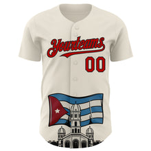 Load image into Gallery viewer, Custom Cream Red-Black 3D Cuba Santiago Cuban Flag Authentic Baseball Jersey