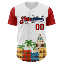 Load image into Gallery viewer, Custom White Red Black-Cuban Flag 3D Cuba Havana Authentic Baseball Jersey