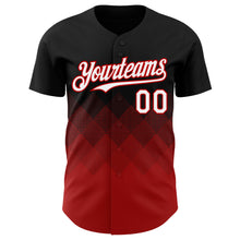 Load image into Gallery viewer, Custom Black White-Red 3D Gradient Square Shape Authentic Baseball Jersey