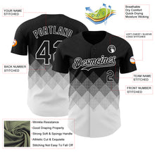 Load image into Gallery viewer, Custom Black White 3D Gradient Square Shape Authentic Baseball Jersey