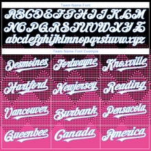 Load image into Gallery viewer, Custom Black White Pink-Light Blue 3D Gradient Square Shape Authentic Baseball Jersey