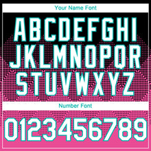 Load image into Gallery viewer, Custom Black White Pink-Aqua 3D Gradient Square Shape Authentic Baseball Jersey