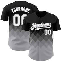 Load image into Gallery viewer, Custom Black White-Gray 3D Gradient Square Shape Authentic Baseball Jersey