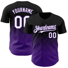 Load image into Gallery viewer, Custom Black White-Purple 3D Gradient Square Shape Authentic Baseball Jersey