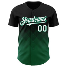 Load image into Gallery viewer, Custom Black White-Kelly Green 3D Gradient Square Shape Authentic Baseball Jersey