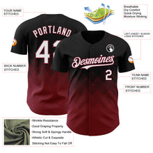 Load image into Gallery viewer, Custom Black White-Crimson 3D Gradient Square Shape Authentic Baseball Jersey