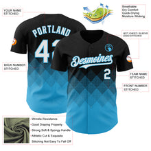 Load image into Gallery viewer, Custom Black White-Sky Blue 3D Gradient Square Shape Authentic Baseball Jersey