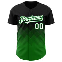 Load image into Gallery viewer, Custom Black White-Grass Green 3D Gradient Square Shape Authentic Baseball Jersey