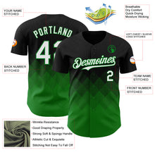 Load image into Gallery viewer, Custom Black White-Grass Green 3D Gradient Square Shape Authentic Baseball Jersey