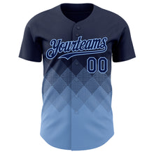 Load image into Gallery viewer, Custom Navy Light Blue 3D Gradient Square Shape Authentic Baseball Jersey