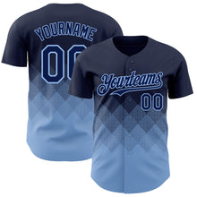 Load image into Gallery viewer, Custom Navy Light Blue 3D Gradient Square Shape Authentic Baseball Jersey