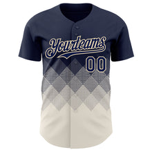 Load image into Gallery viewer, Custom Navy Cream 3D Gradient Square Shape Authentic Baseball Jersey