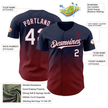 Load image into Gallery viewer, Custom Navy White-Crimson 3D Gradient Square Shape Authentic Baseball Jersey
