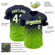 Load image into Gallery viewer, Custom Navy White-Neon Green 3D Gradient Square Shape Authentic Baseball Jersey