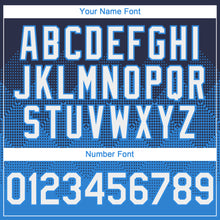 Load image into Gallery viewer, Custom Navy White-Electric Blue 3D Gradient Square Shape Authentic Baseball Jersey