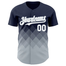 Load image into Gallery viewer, Custom Navy White-Silver 3D Gradient Square Shape Authentic Baseball Jersey