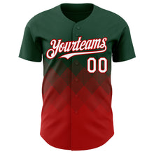 Load image into Gallery viewer, Custom Green White-Red 3D Gradient Square Shape Authentic Baseball Jersey