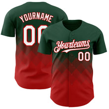 Load image into Gallery viewer, Custom Green White-Red 3D Gradient Square Shape Authentic Baseball Jersey