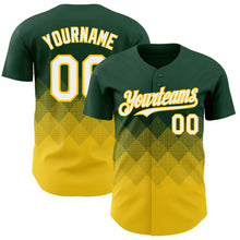 Load image into Gallery viewer, Custom Green White-Yellow 3D Gradient Square Shape Authentic Baseball Jersey