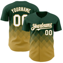 Load image into Gallery viewer, Custom Green White-Old Gold 3D Gradient Square Shape Authentic Baseball Jersey