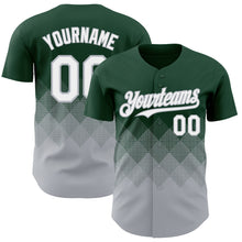 Load image into Gallery viewer, Custom Green White-Gray 3D Gradient Square Shape Authentic Baseball Jersey