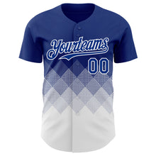 Load image into Gallery viewer, Custom Royal White 3D Gradient Square Shape Authentic Baseball Jersey