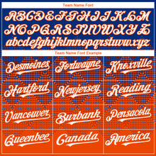Load image into Gallery viewer, Custom Royal White-Orange 3D Gradient Square Shape Authentic Baseball Jersey