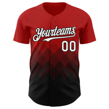 Load image into Gallery viewer, Custom Red White-Black 3D Gradient Square Shape Authentic Baseball Jersey