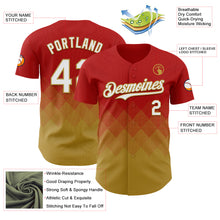 Load image into Gallery viewer, Custom Red White-Old Gold 3D Gradient Square Shape Authentic Baseball Jersey