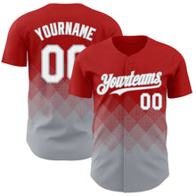 Load image into Gallery viewer, Custom Red White-Gray 3D Gradient Square Shape Authentic Baseball Jersey