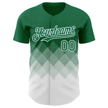Load image into Gallery viewer, Custom Kelly Green White 3D Gradient Square Shape Authentic Baseball Jersey