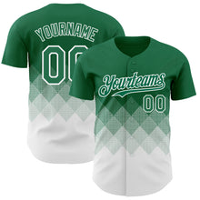 Load image into Gallery viewer, Custom Kelly Green White 3D Gradient Square Shape Authentic Baseball Jersey