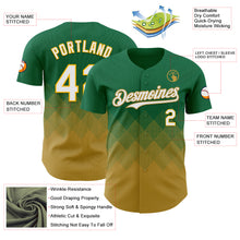 Load image into Gallery viewer, Custom Kelly Green White-Old Gold 3D Gradient Square Shape Authentic Baseball Jersey