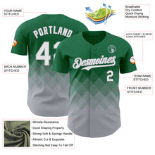 Load image into Gallery viewer, Custom Kelly Green White-Gray 3D Gradient Square Shape Authentic Baseball Jersey