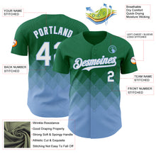 Load image into Gallery viewer, Custom Kelly Green White-Light Blue 3D Gradient Square Shape Authentic Baseball Jersey