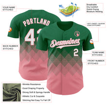 Load image into Gallery viewer, Custom Kelly Green White-Medium Pink 3D Gradient Square Shape Authentic Baseball Jersey
